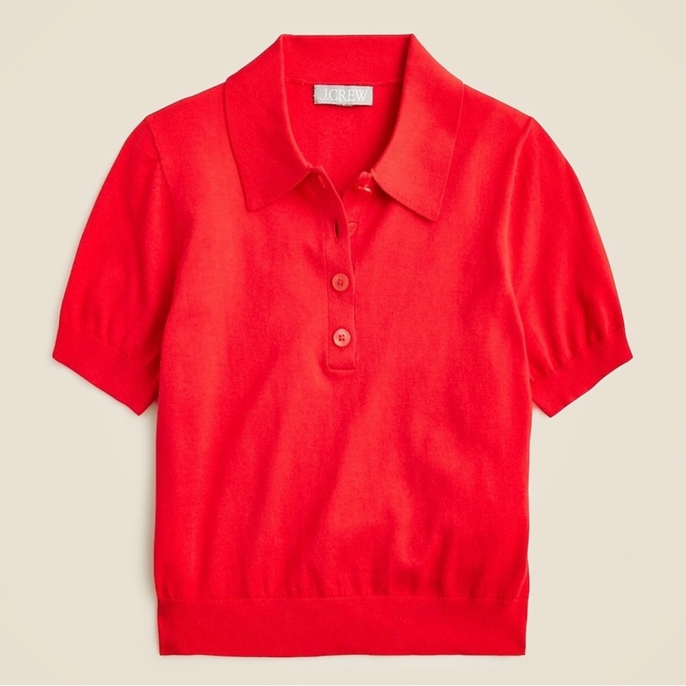 J. Crew Women's Bright Red Short Sleeve Polo